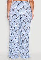 Womens Plus Almost Famous Printed Plisse Wide Leg Pants,