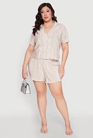 Womens Plus Almost Famous Plisse Striped Shorts,