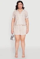 Womens Plus Almost Famous Plisse Striped Shorts,