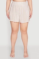 Womens Plus Almost Famous Plisse Striped Shorts,