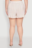Womens Plus Almost Famous Plisse Striped Shorts,