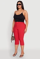 Womens Plus Size Hyperstretch Capri Pants, Red, Size 3X