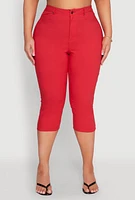 Womens Plus Size Hyperstretch Capri Pants, Red, Size 3X