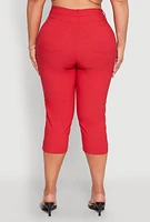 Womens Plus Size Hyperstretch Capri Pants, Red, Size 3X