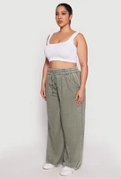 Womens Plus Acid Wash Wide Leg Sweatpants,
