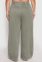 Womens Plus Acid Wash Wide Leg Sweatpants,