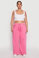 Womens Plus Size Acid Wash Wide Leg Sweatpants, Pink, Size 3X