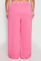 Womens Plus Size Acid Wash Wide Leg Sweatpants, Pink, Size 3X