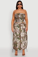 Womens Plus Size Hunter Camo Cargo Maxi Skirt, Multi, Size 2X