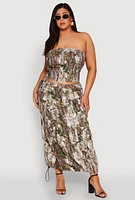 Womens Plus Size Hunter Camo Cargo Maxi Skirt, Multi, Size 2X