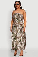 Womens Plus Size Hunter Camo Cargo Maxi Skirt, Multi, Size 2X