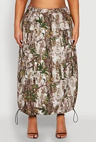 Womens Plus Size Hunter Camo Cargo Maxi Skirt, Multi, Size 2X