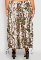 Womens Plus Size Hunter Camo Cargo Maxi Skirt, Multi, Size 2X