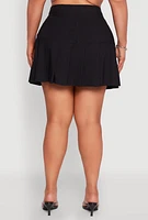 Womens Plus Buckle Front Pleated Skirt,