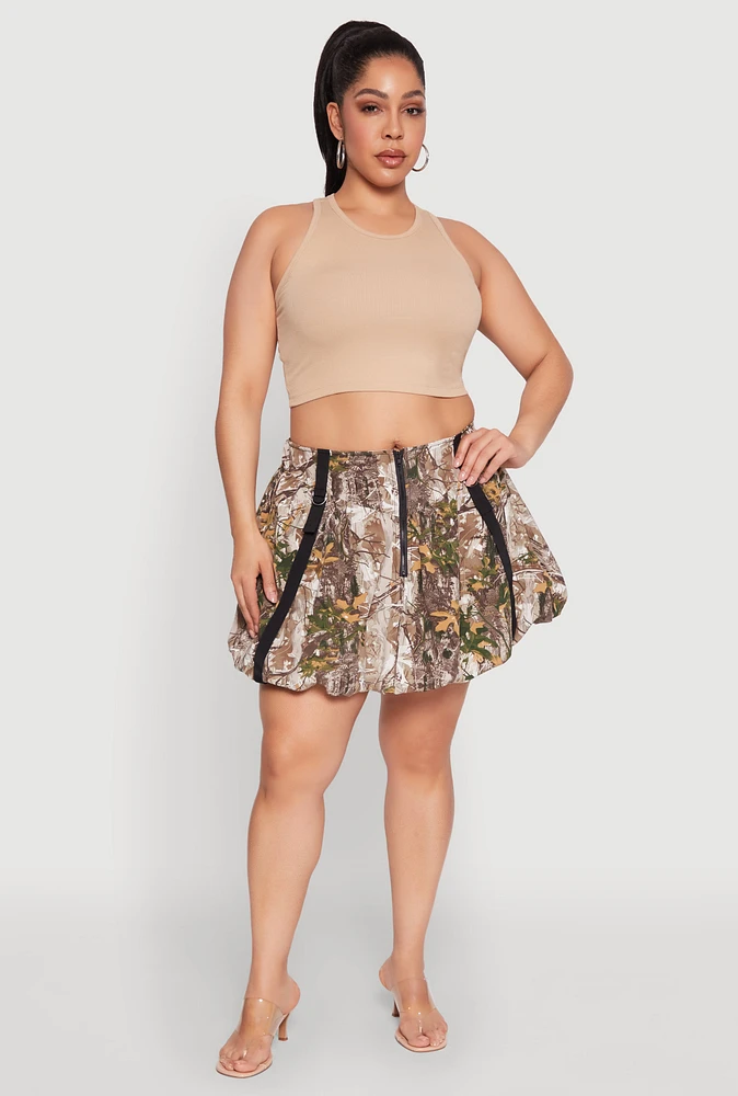 Womens Plus Size Hunter Camo Bubble Skirt, Multi, Size 2X