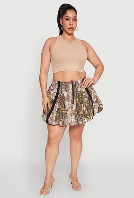 Womens Plus Size Hunter Camo Bubble Skirt, Multi, Size 2X
