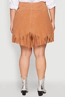 Womens Plus Fringe Buckle Front Skirt, 3X
