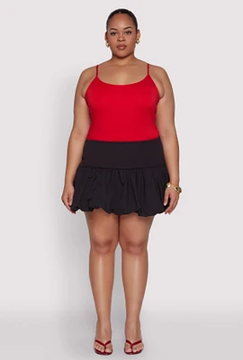 Womens Plus Size Bubble Hem Mini Skirt, Black, Size 1X