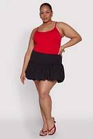 Womens Plus Size Bubble Hem Mini Skirt, Black, Size 1X