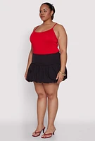 Womens Plus Size Bubble Hem Mini Skirt, Black, Size 1X