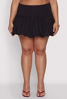 Womens Plus Size Bubble Hem Mini Skirt, Black, Size 1X