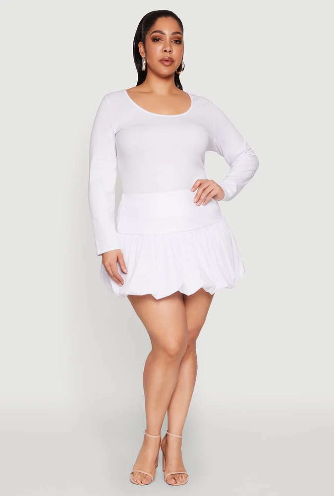 Womens Plus Size Bubble Hem Mini Skirt, White, Size 2X