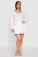 Womens Plus Size Bubble Hem Mini Skirt, White, Size 2X
