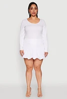 Womens Plus Size Bubble Hem Mini Skirt, White, Size 2X