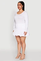 Womens Plus Size Bubble Hem Mini Skirt, White, Size 2X