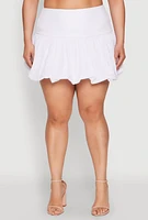 Womens Plus Size Bubble Hem Mini Skirt, White, Size 2X