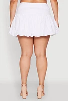 Womens Plus Size Bubble Hem Mini Skirt, White, Size 2X