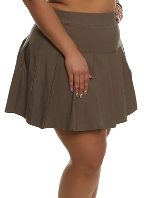 Womens Plus Crepe Knit Pleated Skirt,