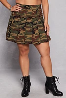 Womens Plus Size Crepe Knit Pleated Skirt, Green, Size 2X