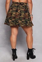 Womens Plus Size Crepe Knit Pleated Skirt, Green, Size 2X