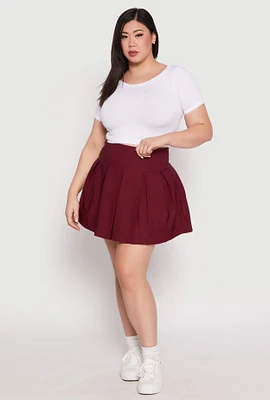Womens Plus Size Pleated Skirt, Burgundy, Size 3X