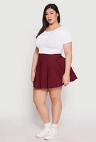 Womens Plus Size Pleated Skirt, Burgundy, Size 1X