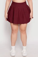 Womens Plus Size Pleated Skirt, Burgundy, Size 1X