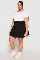 Womens Plus Size High Waist Pleated Skirt, Black, Size 3X