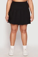 Womens Plus Size High Waist Pleated Skirt, Black, Size 3X