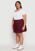 Womens Plus Size High Waist Pleated Skirt, Burgundy, Size 1X