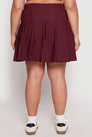 Womens Plus Size High Waist Pleated Skirt, Burgundy, Size 1X