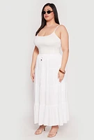 Womens Plus Size Almost Famous Tiered Maxi Skirt, White, Size 2X