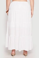 Womens Plus Size Almost Famous Tiered Maxi Skirt, White, Size 2X