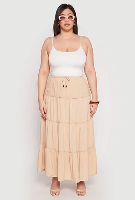 Womens Plus Almost Famous Tiered Maxi Skirt,