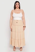 Womens Plus Almost Famous Tiered Maxi Skirt,