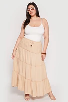 Womens Plus Almost Famous Tiered Maxi Skirt,