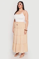 Womens Plus Almost Famous Tiered Maxi Skirt,