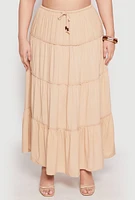 Womens Plus Almost Famous Tiered Maxi Skirt,