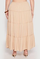 Womens Plus Almost Famous Tiered Maxi Skirt,