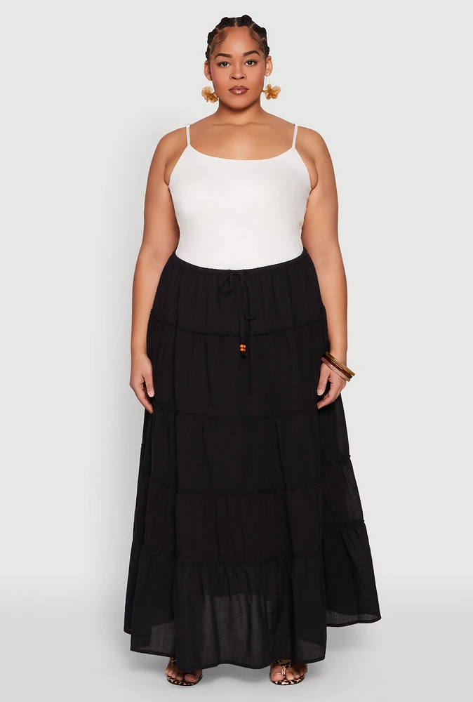 Womens Plus Almost Famous Tiered Maxi Skirt,